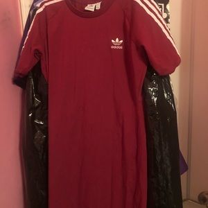 A burgundy Adidas midi dress slightly used.